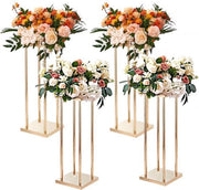 Set di 4 vasi quadrati per piante 20 x 20 x 80 cm supporto per piante tavolino supplementare moderno supporto per piante in metallo lamellare supporto per piante metallico supporto per piante per la decorazione di bar, hotel, ristoranti e caffè