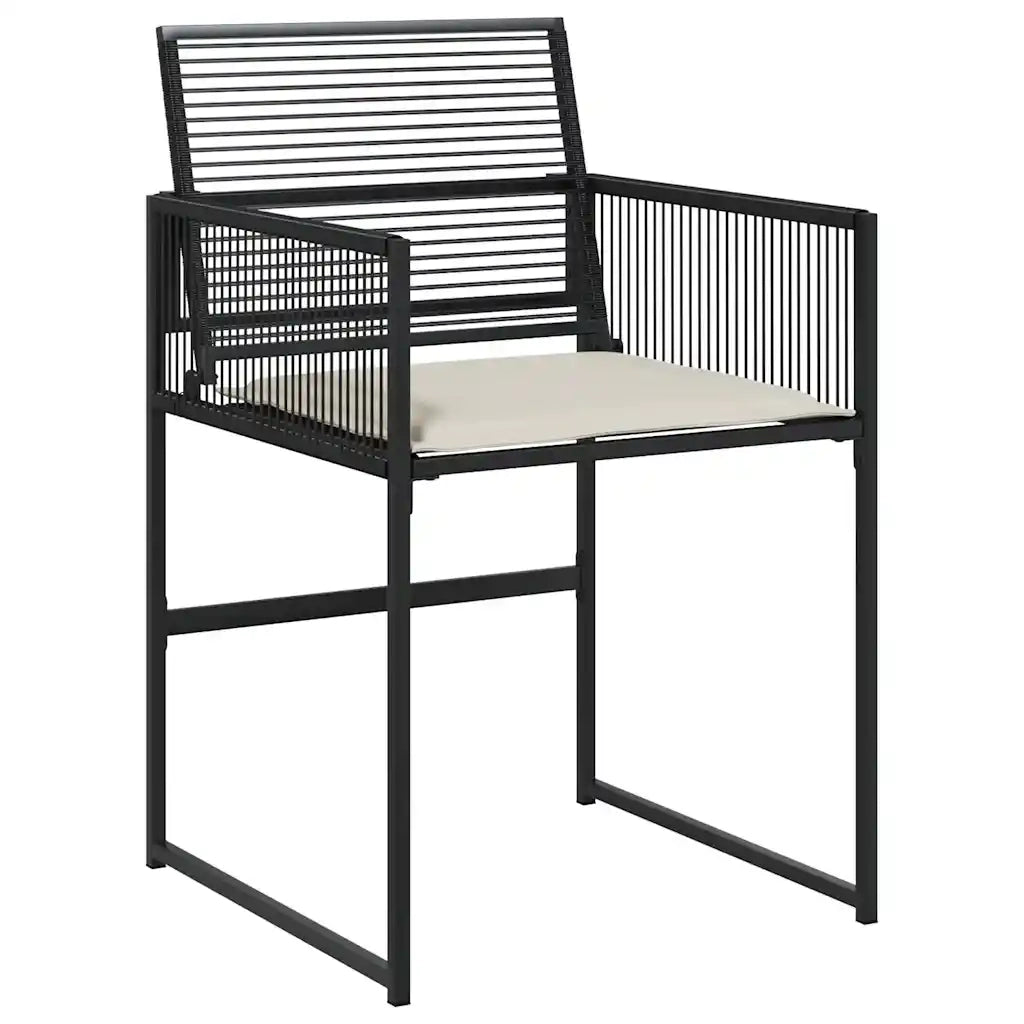 Set da Pranzo da Giardino 9 pz con Cuscini Nero in Polyrattan 3295025