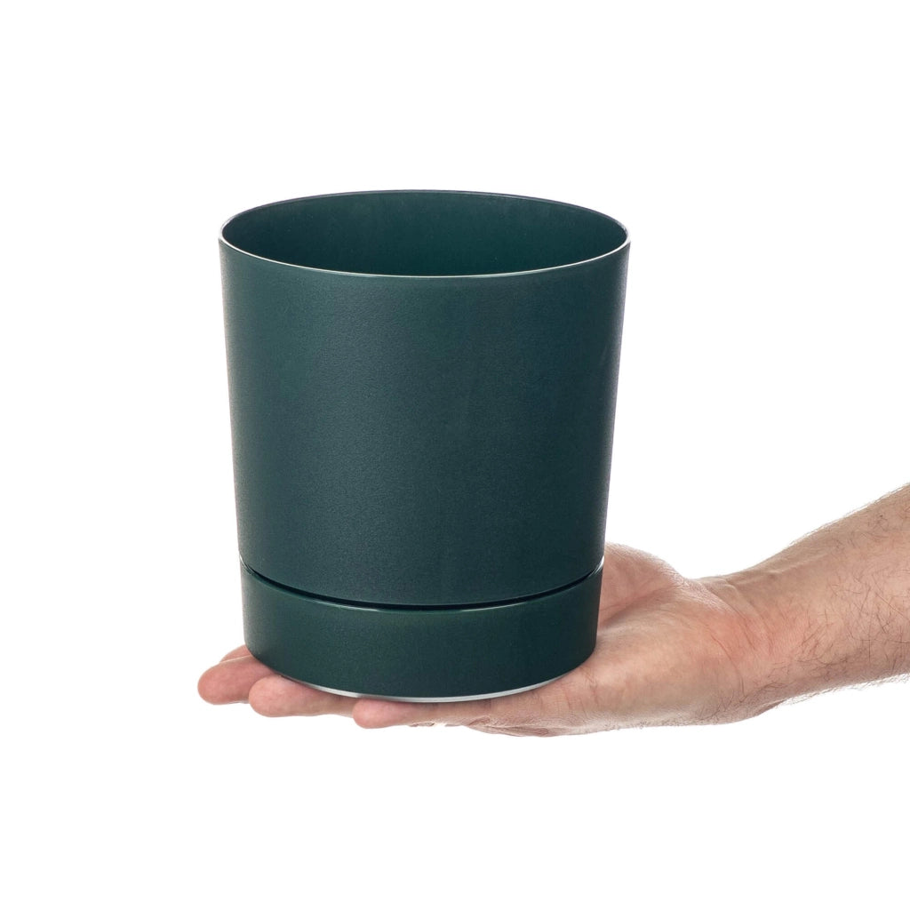 KADAX Vaso da fiori con coprivaso e sottovaso, rotondo, 14,5 cm, set da 2