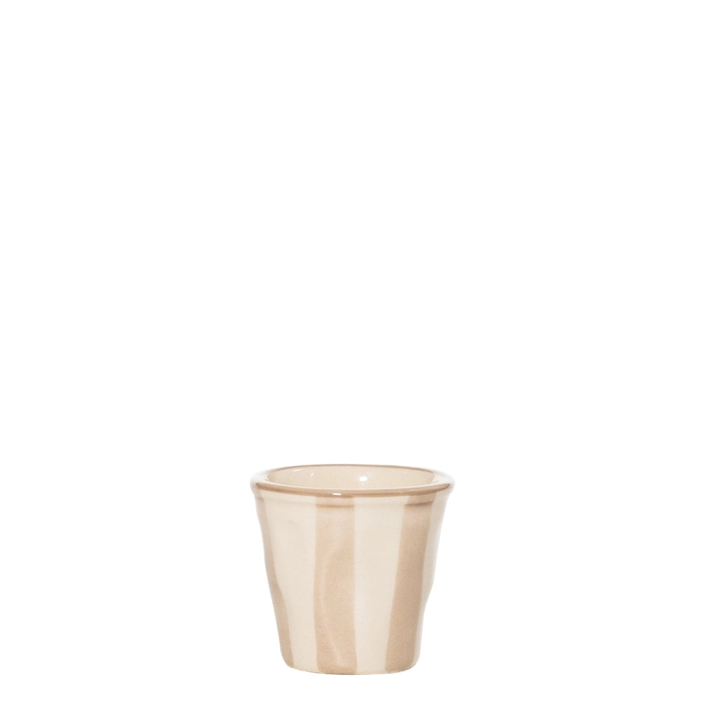 Zafferano Set 6 Bicchierini Righe Collezione Lido in Ceramica Artigianale Colore Sabbia, Realizzati a Mano a Civita Castellana, Italia, Stile Unico