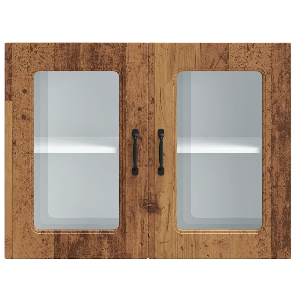 Pensile da Cucina con Porta in Vetro-Mobile Cucina da Parete Kalmar Legno Vecchio 790066
