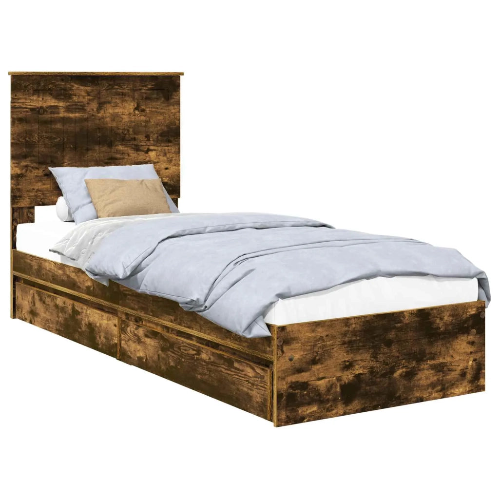 Letto con Contenitore Rovere fumé 75 x 190 cm Legno multistrato 3411261