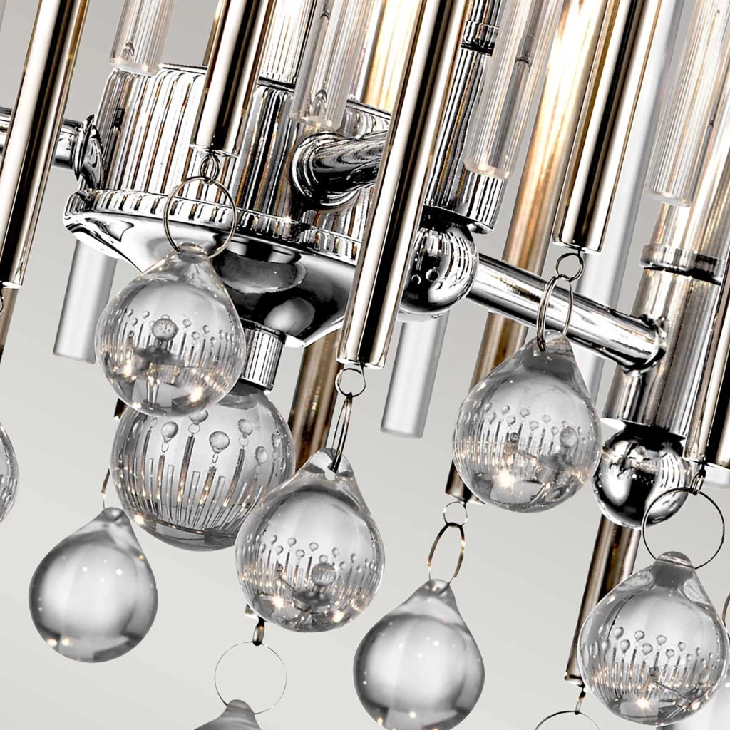 Lampada a Soffitto 2 Luci Kalf In Acciaio Bianco A Bracci E Sfere In Vetro Opalino E Oro
