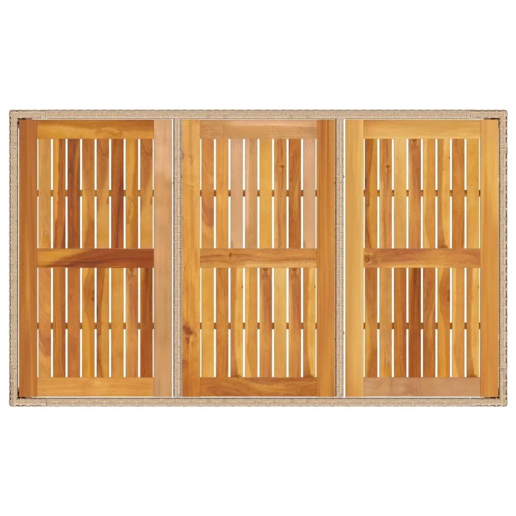 Tavolo da Giardino Beige 150x90x75 cm in Polyrattan e Acacia 368127