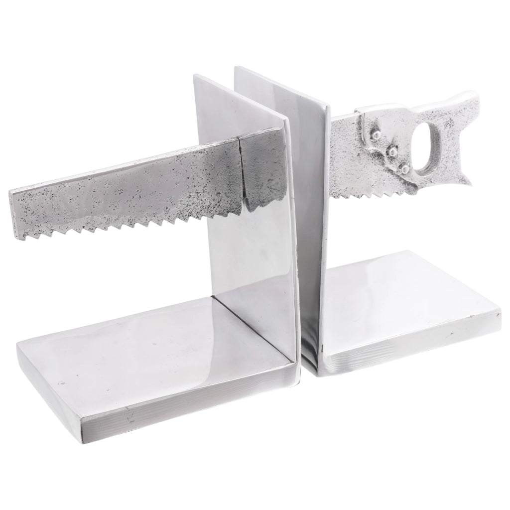 Fermalibri 2 pz Argento 11x14x17,5 cm Alluminio Seghettato