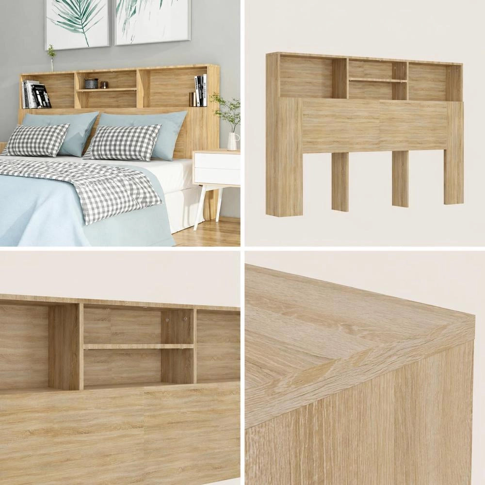 Bed Headboard With Shelves, Sonoma Oak, 160x19x103.5 Cm