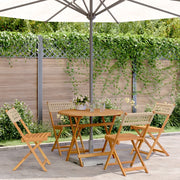 Set Pranzo da Giardino 5 pz Beige Polyrattan e Legno Massello