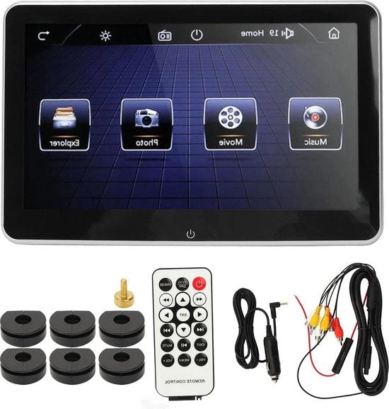 Monitor da Auto con Schermo Touchscreen da 116 Pollici, Risoluzione 1080P, lettore MP5, Collegamento Telefono, USB, SD, FM, Divertimento, Accessori di Viaggio.