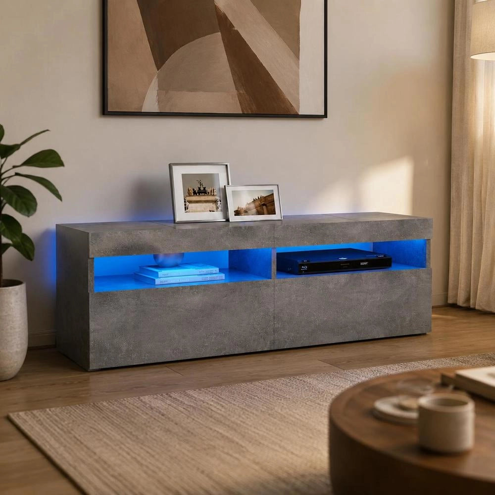 TV Cabinet With LED Lighting, Concrete Grey, 120 X 35 X 40 Cm