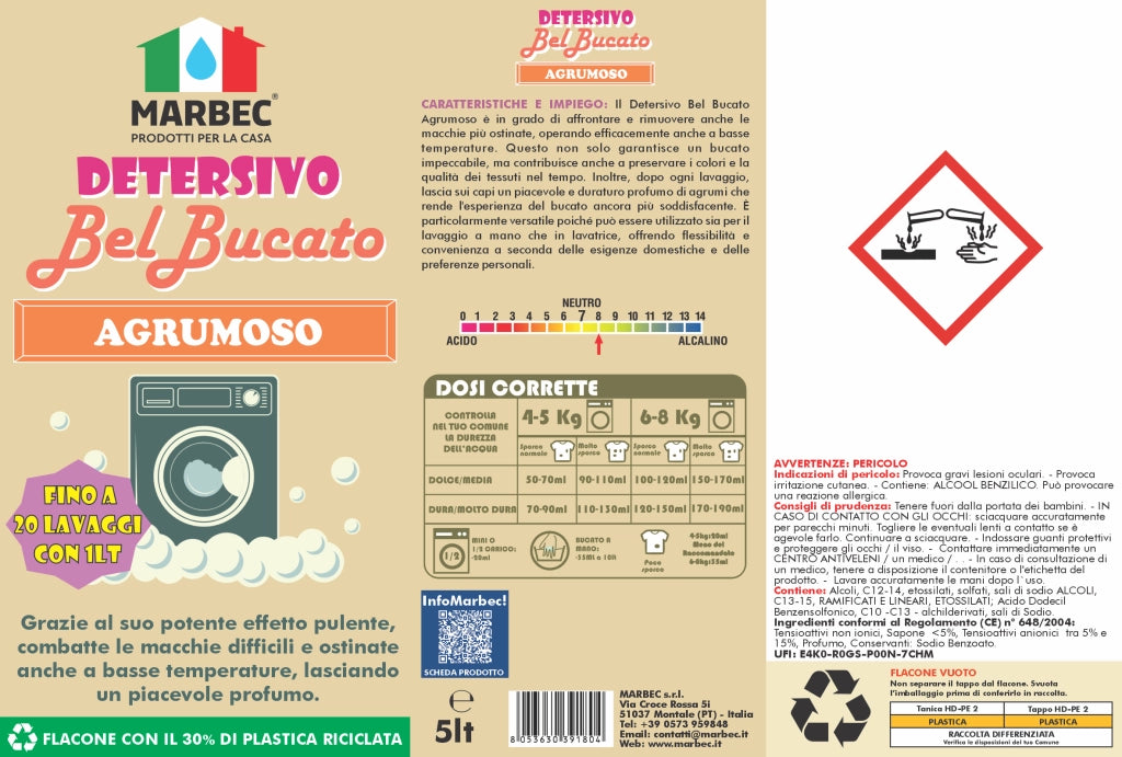 DETERSIVO BelBucato Agrumoso 5LTx4Pz