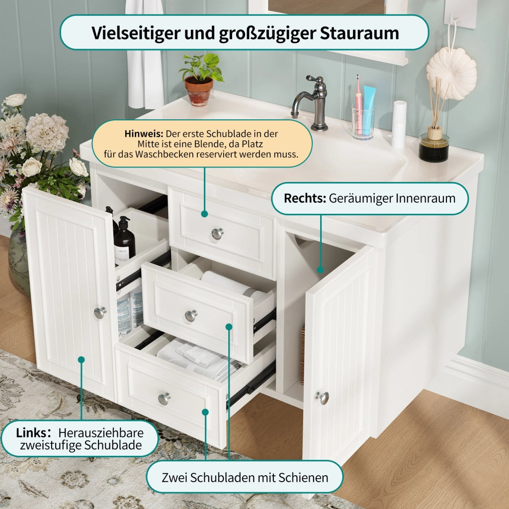 MOBILE bagno sospeso con lavabo in ceramica 78,5x46x46,8 cm bianco