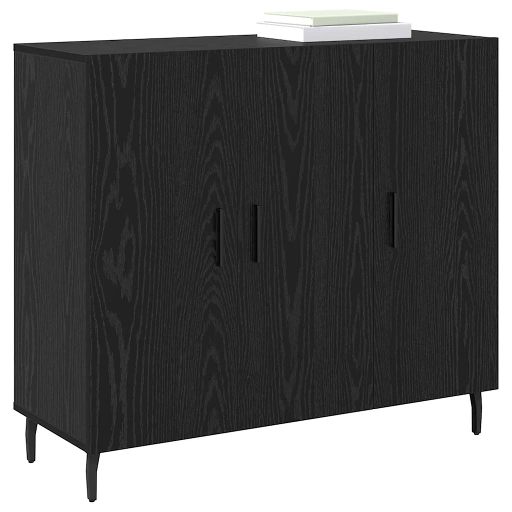 Credenza-Buffet-Armadio da cucina Rovere Nero 90 x 34 x 80 cm Legno multistrato 636512
