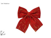 Fiocco Floccato Natalizio Natale Rosso con Strisce Oro 19 x 24 cm