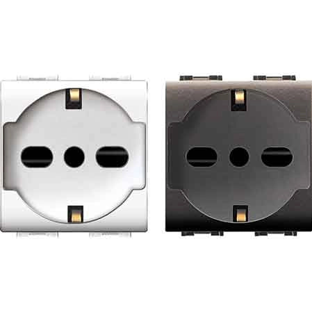 PRESA ITALIANA/TEDESCA 'MYLIFE' 10/16A 250V 2P+T - Bianco - EC ELETTROCANALI