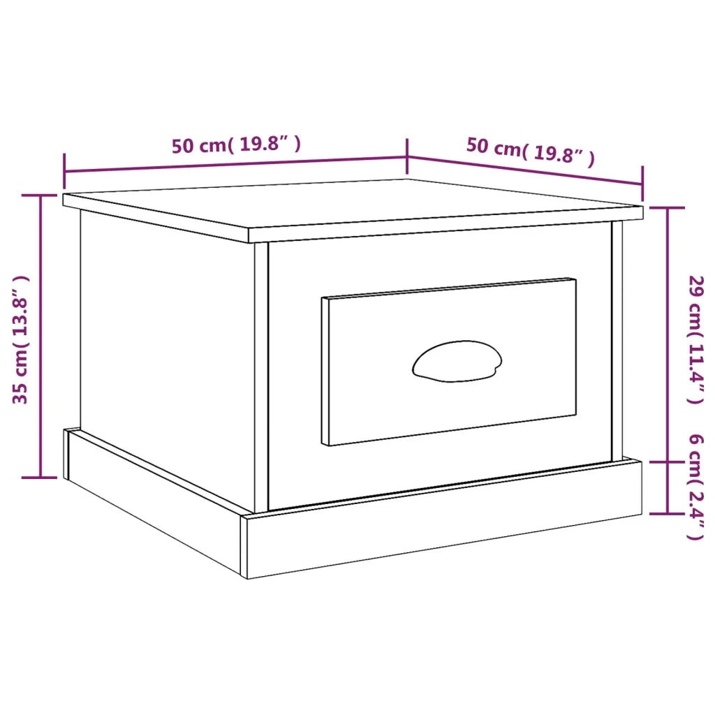 Tavolino da Salotto Rovere Fumo 50x50x35 cm Legno Multistrato 816253