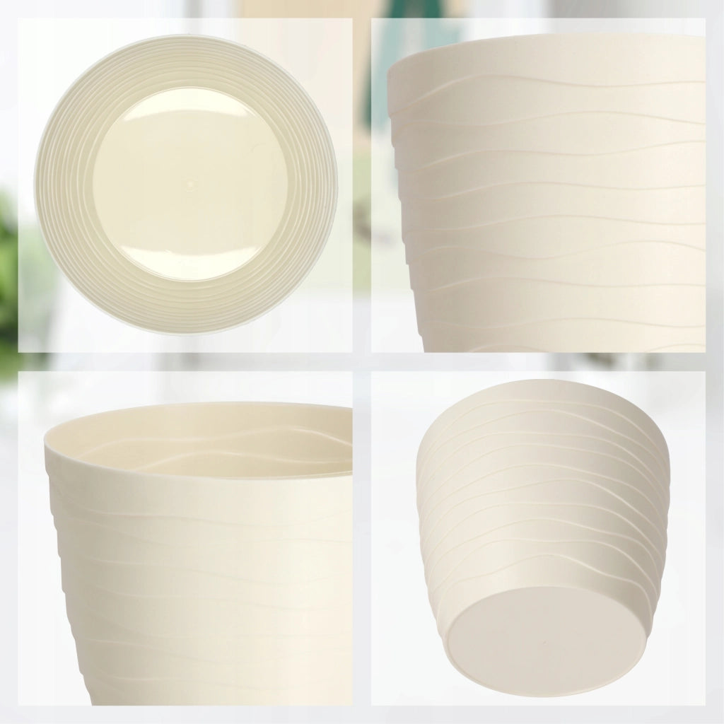 Vaso da fiori KADAX, coprivaso rotondo color crema, 19 cm, in plastica.