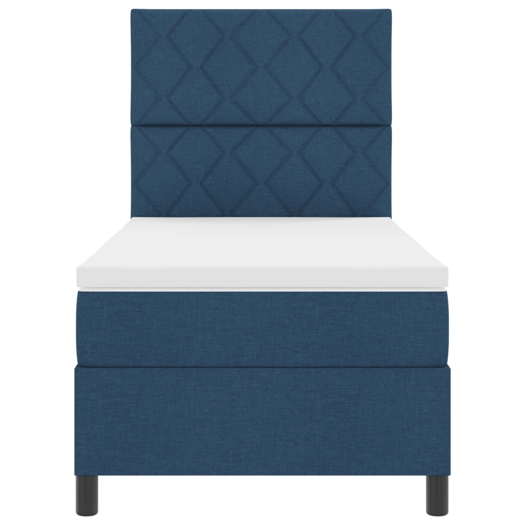 Letto a Molla con Materasso e Luce LED Blu 100x200 cm Tessuto