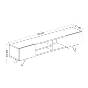 Mobile porta TV con 2 ante 40 x 160 x 31 cm effetto rovere/nero 03_0007748