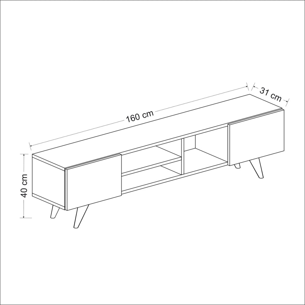 Mobile porta TV con 2 ante 40 x 160 x 31 cm effetto rovere/nero 03_0007748