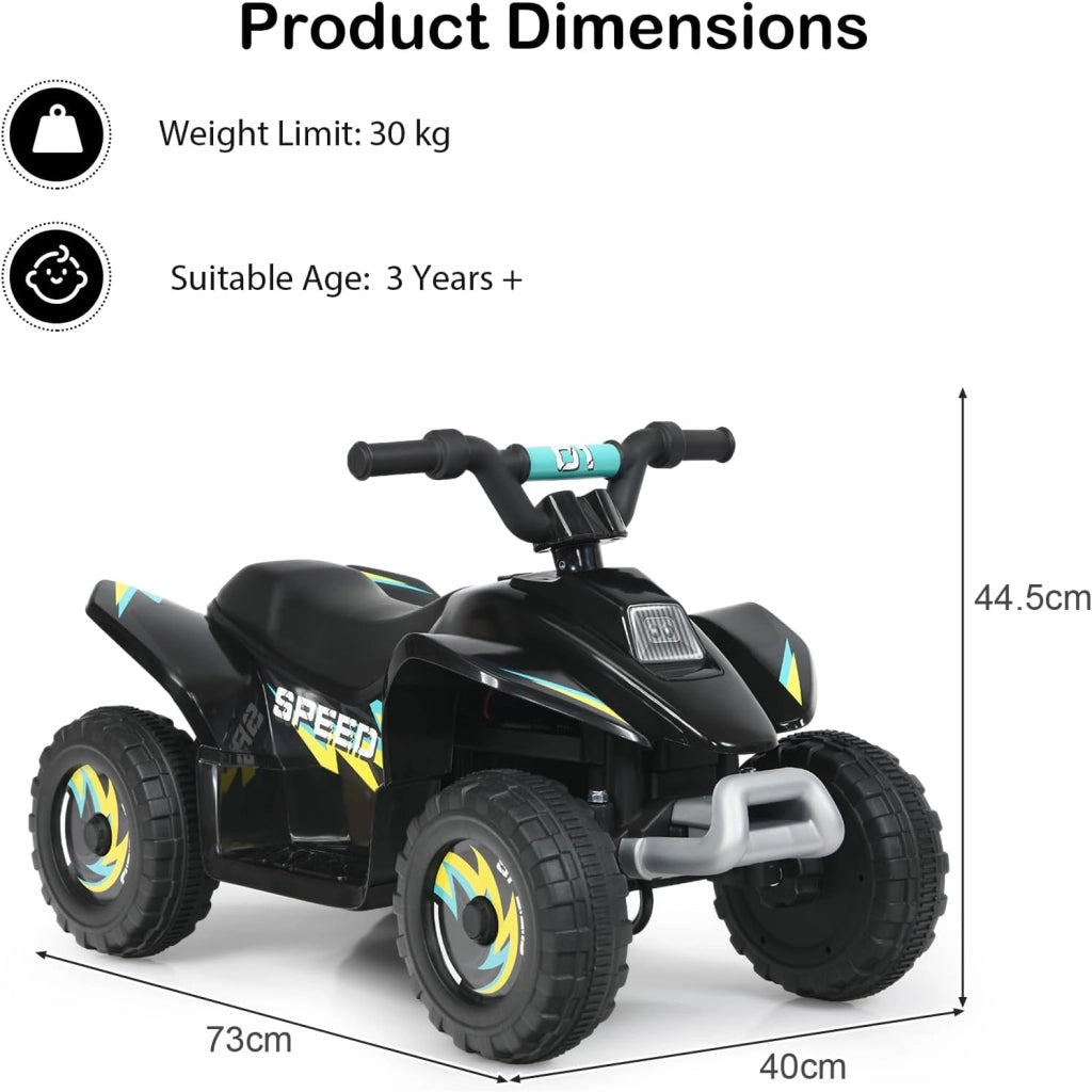 Auto elettrica per bambini, Quad elettrico per bambini ATV 6V, camminata anteriore/posteriore, sedile ergonomico, ruote antiscivolo, caricatore incluso, carico 30 kg, per ragazzi e ragazze 3