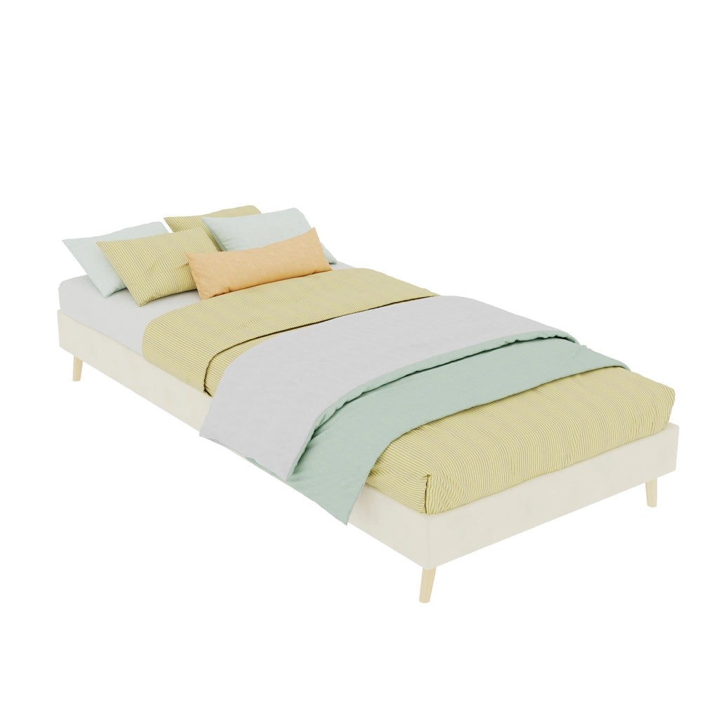 letto moderno tessuto beige 90 x 200 cm