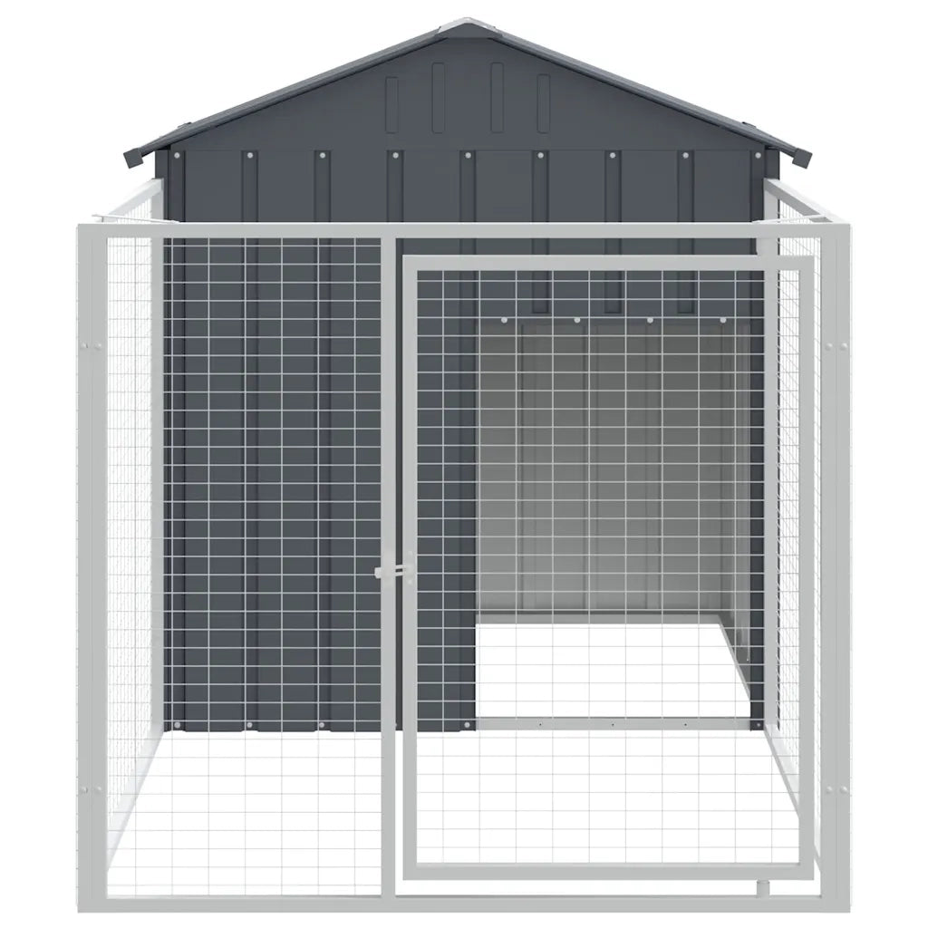 Casetta Cani con Corsa Antracite 117x201x123 cm Acciaio Zincatocod mxl 94317