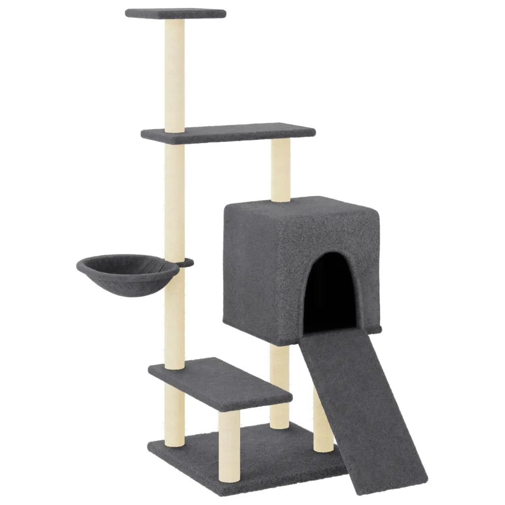 Albero per Gatti con Tiragraffi in Sisal Grigio Scuro 130,5 cm CFW6008299