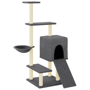 Albero per Gatti con Tiragraffi in Sisal Grigio Scuro 130,5 cm CFW6008299