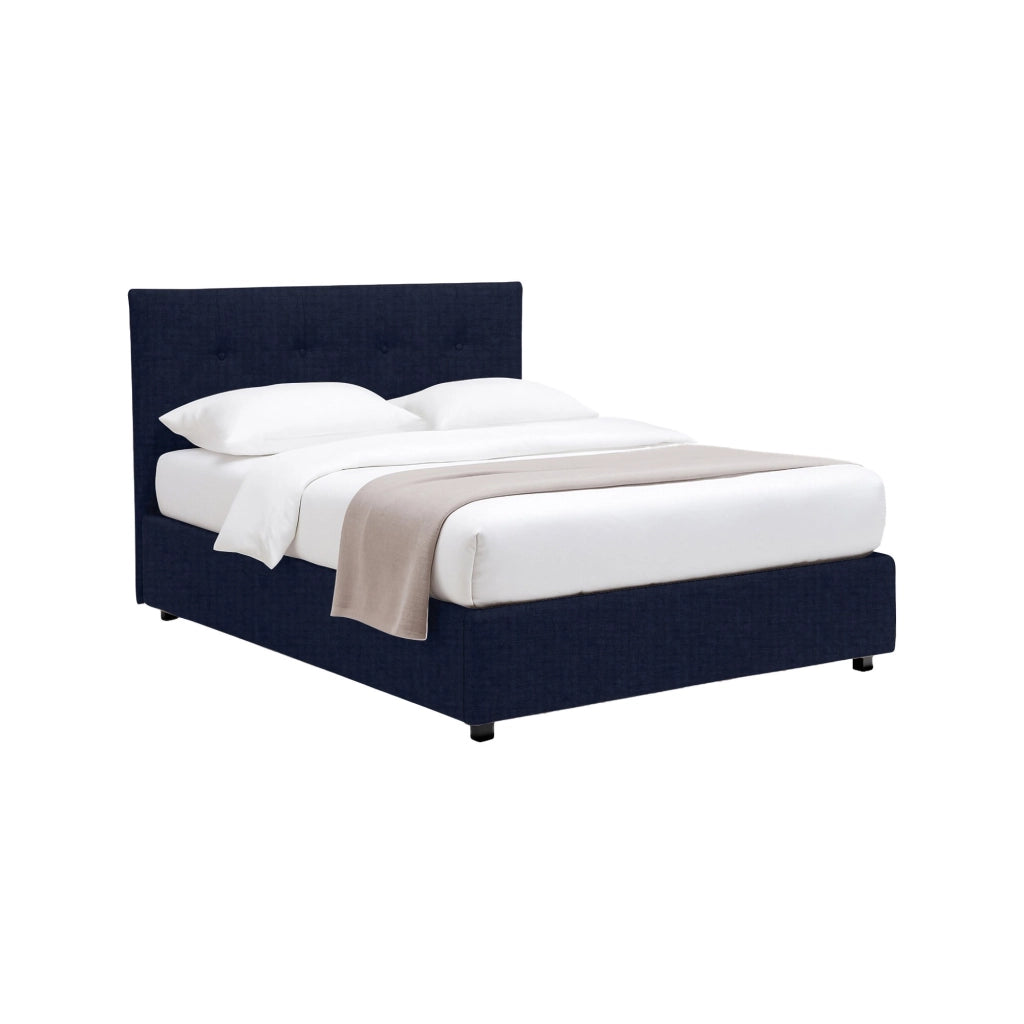 Preston, Letto Matrimoniale Sfoderabile Made in Italy, Viola Scuro
