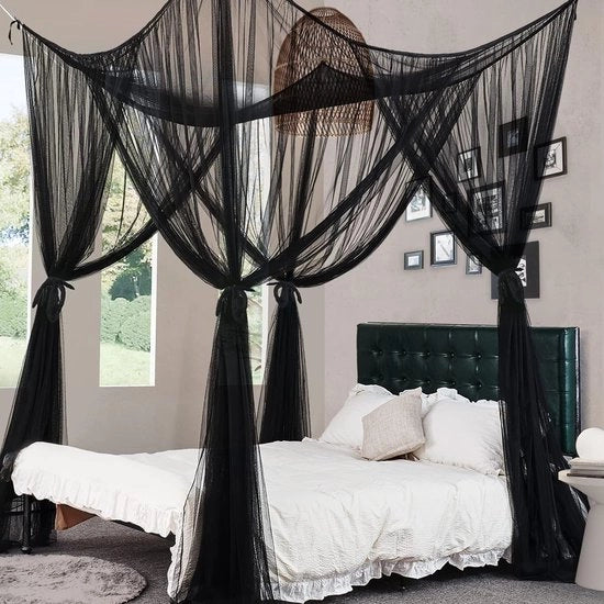 Tende da letto con 4 pali angolari per adulti Tenda per letto Tende da letto lussuose per decorazione della camera da letto 4 aperture Resistenti alla abrasione poliestere