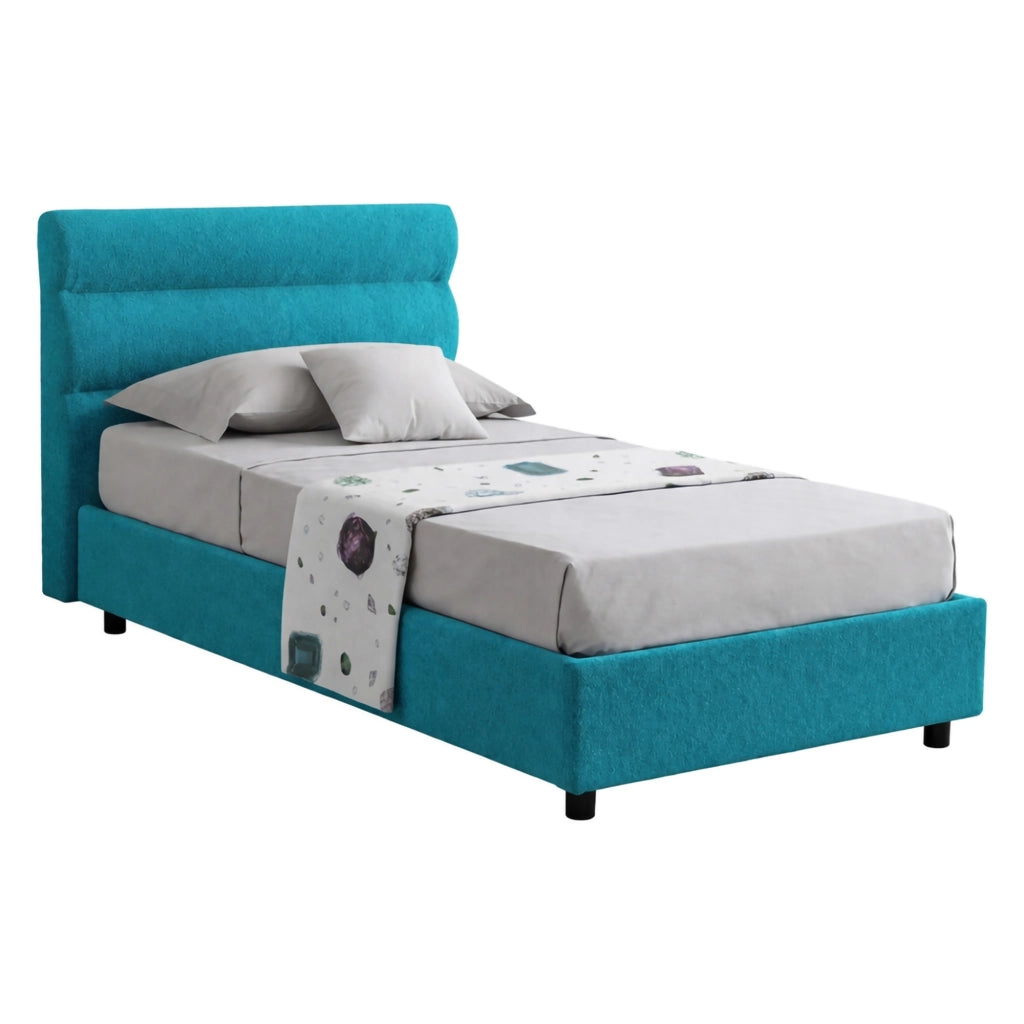 Brenta, Letto Singolo Sfoderabile Made in Italy, Azzurro