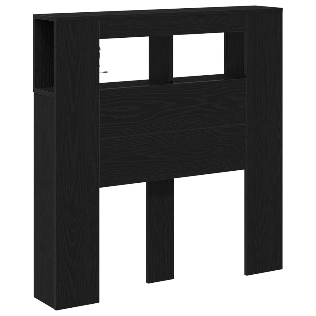 Testata da letto vitaXL con luci LED Rovere Nero 100x18,5x103,5 cm