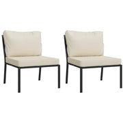 Sedie da Giardino con Cuscini Sabbia 2 pz | Sedie da Esterno 60x74x79 cm Acciaio