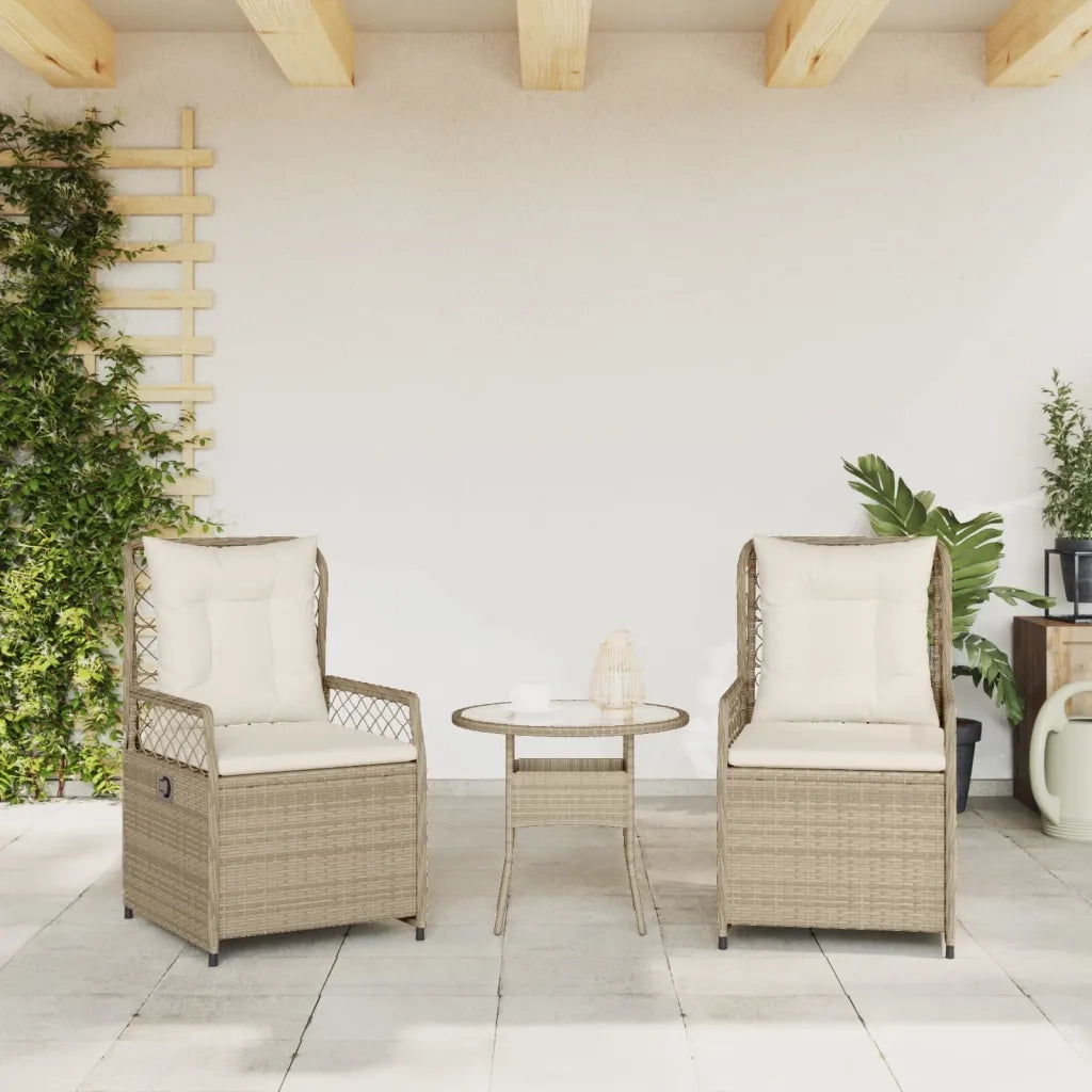 Sedie da Giardino Reclinabili 2 pz Beige Polyrattan 368665