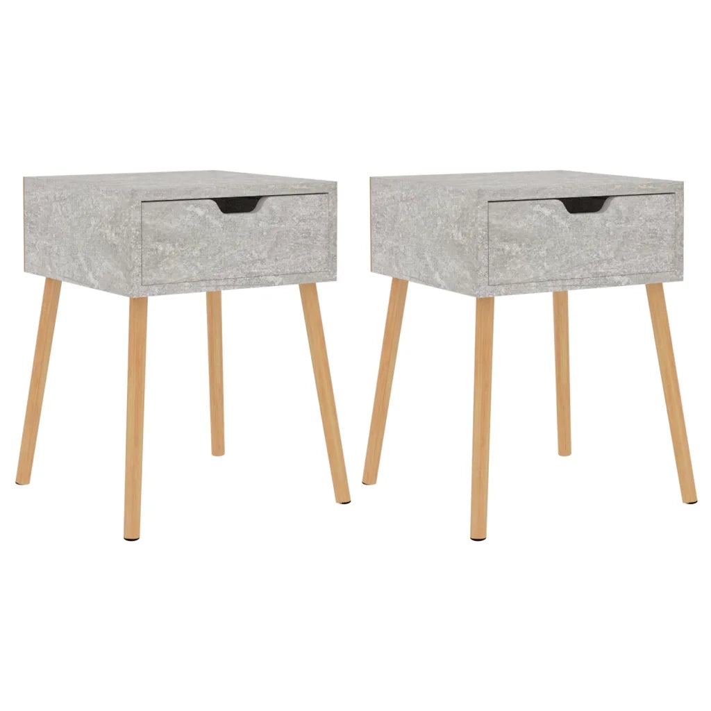 Comodini 2pz-Set di 2 Tavolino da notte Grigio Cemento 40x40x56 cm in Legno Multistrato