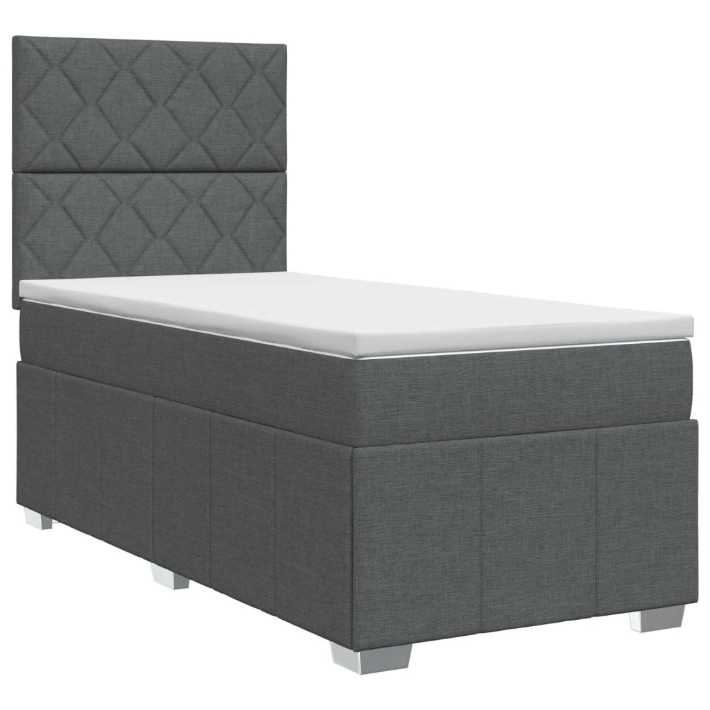 Letto box spring con materasso Grigio Scuro 90 x 190 cm Tessuto 3454037