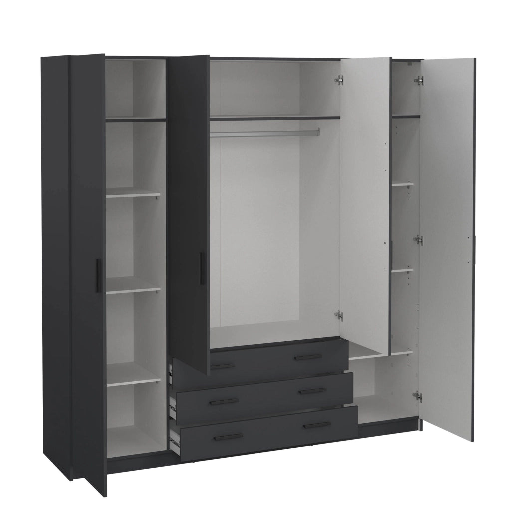 Guardaroba grande Epipola, Mobile camera da letto, Cabina armadio portabiti, Armadio appendiabiti, 196x50 h200 cm, Grigio