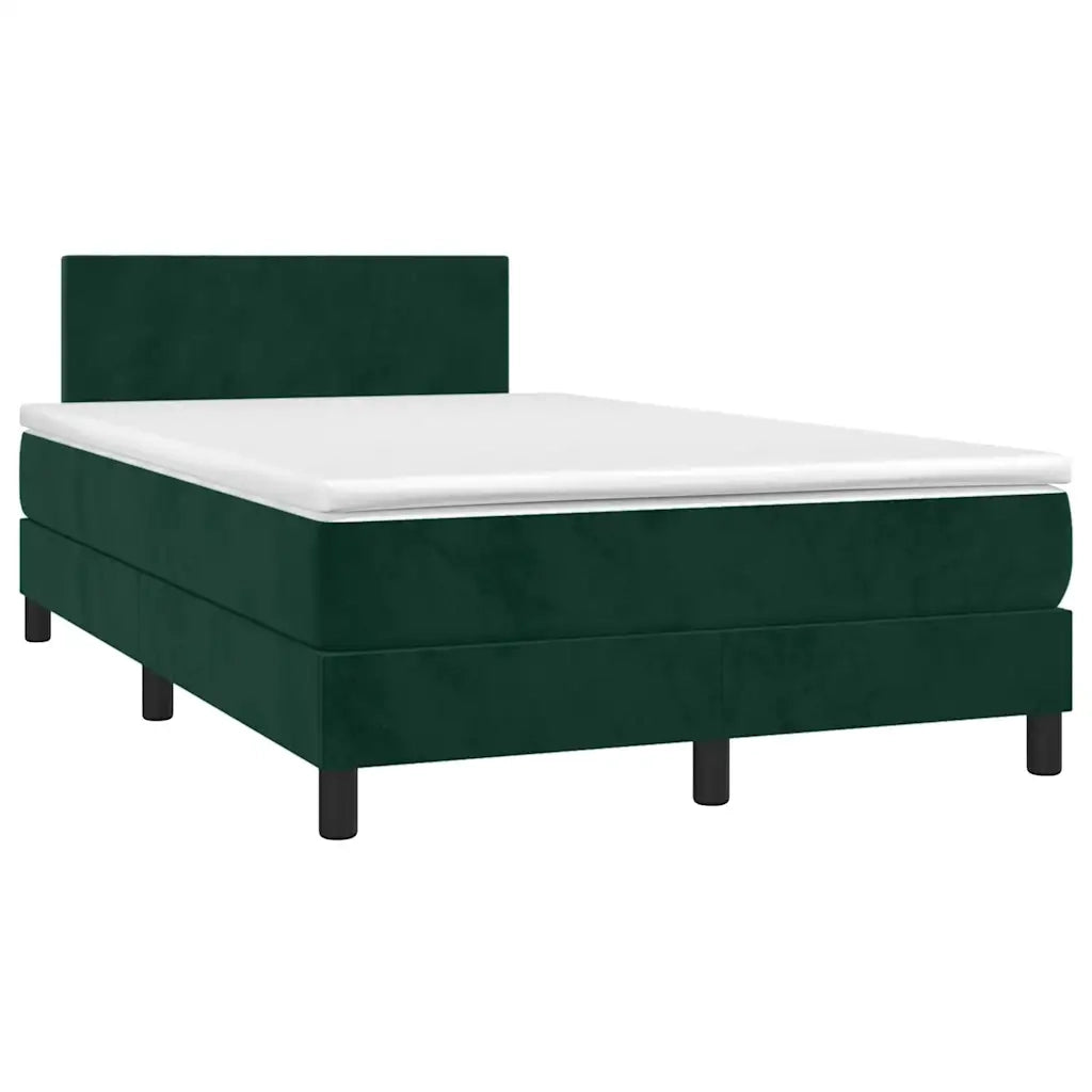 Letto a Molle con Materasso e LED Verde Scuro 120x200cm Velluto 3134276