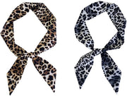 Sciarpa con Disegno di Leopardo - 2 Pezzi - Tessuto Soffice - Accessori di Abbigliamento alla Moda - Dimensioni 5 x 90 cm - Giallo/Nero - Sciarpa