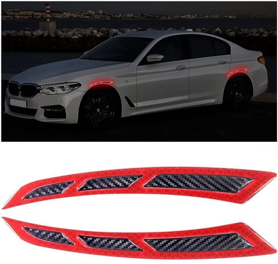 Liste di riflessi per auto/SUV/autocarro - 4 pezzi - anti-aderenti - adesivi per auto - fibra di carbonio di alta qualità - impermeabili e resistenti al tempo