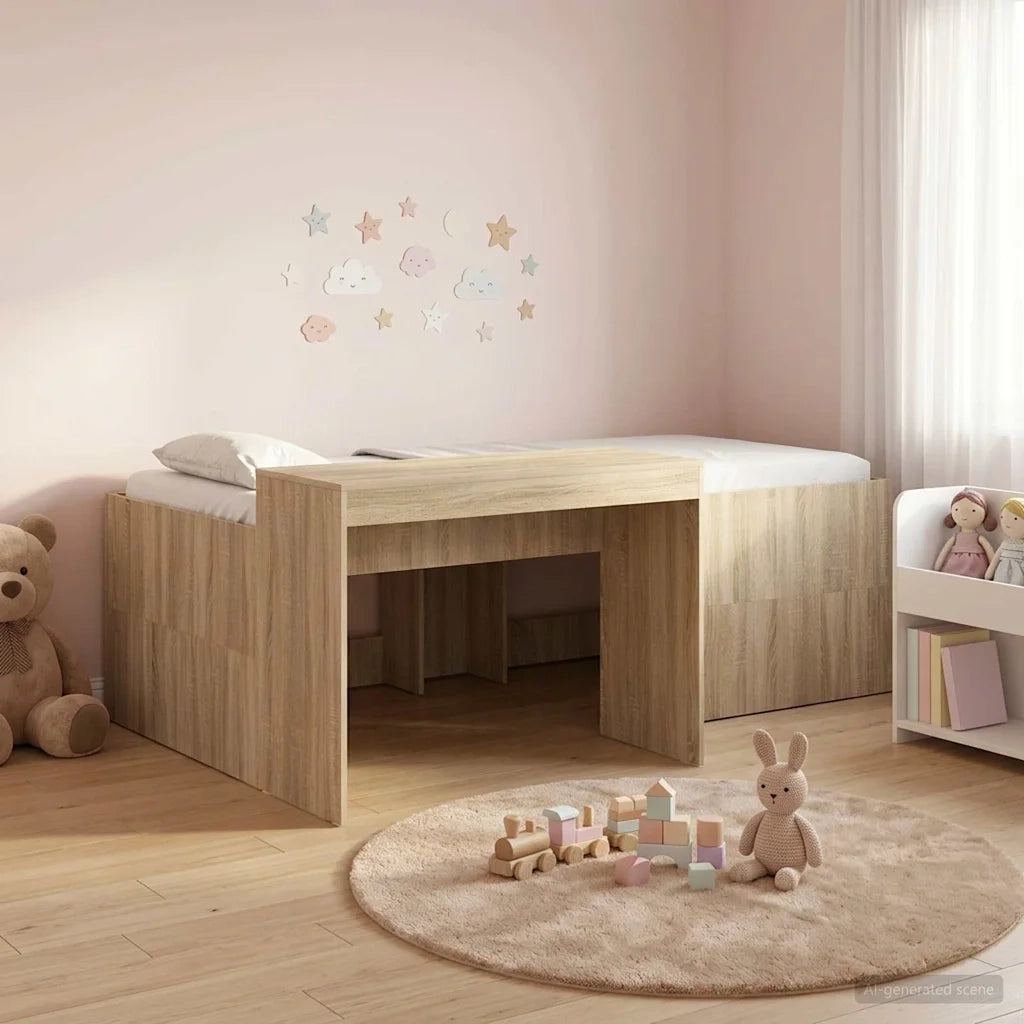 Letto alto per bambini con scrivania Rovere Sonoma 3422677