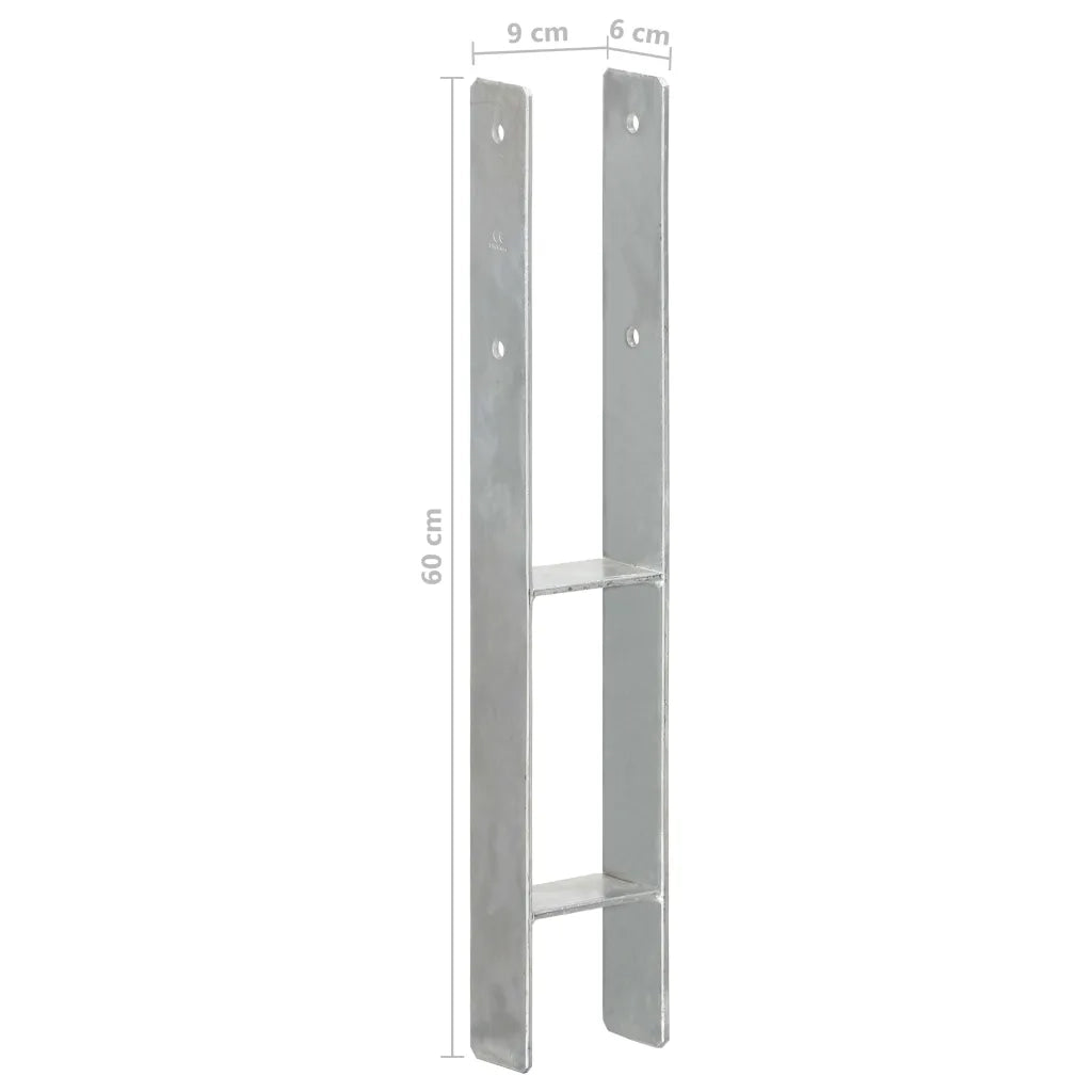 Picchetti per Recinzione 6 pz Argento 9x6x60 cm Acciaio Zincato cod mxl 56694