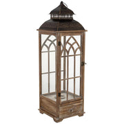 Lanterna in legno marrone 31,5x31,5x101h cm