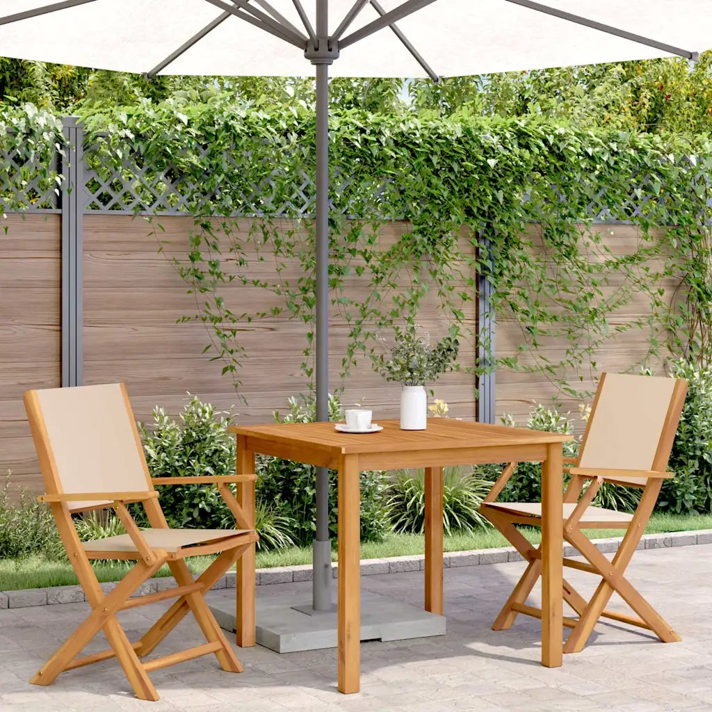 Sedie da Giardino 2 pz | Sedie da Esterno Beige Legno Massello di Acacia e Tessuto