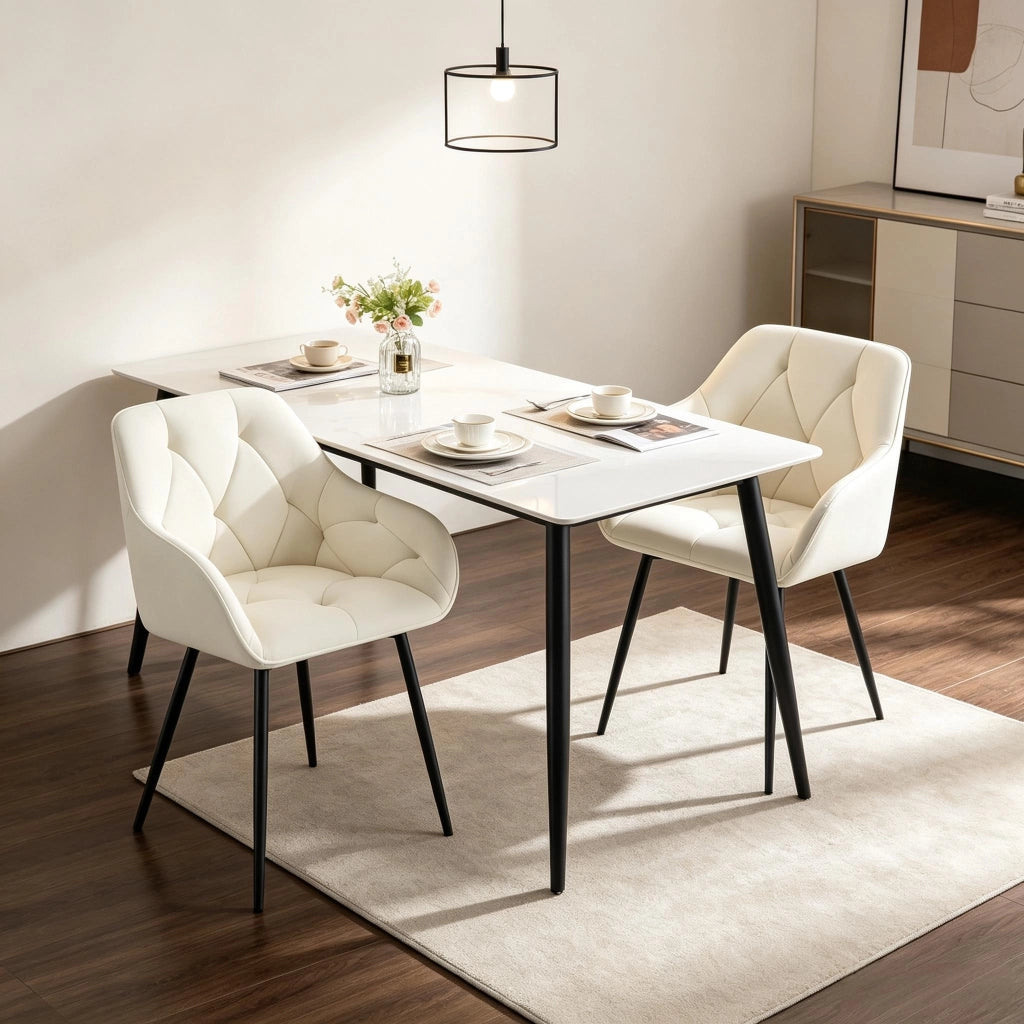 SEDIA Set da 2 pezzi 45,5x45x83,5 cm Velluto Crema Metallo
