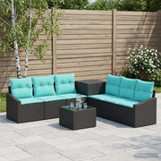 Set di divani 8 pz Nero e Blu Rattan sintetico e Acciaio 3448208
