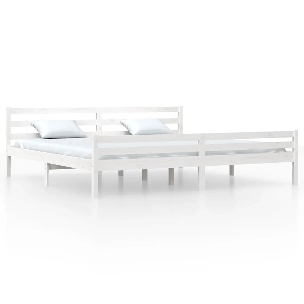Giroletto-Struttura Letto Bianco in Legno Massello 200x200 cm 954450