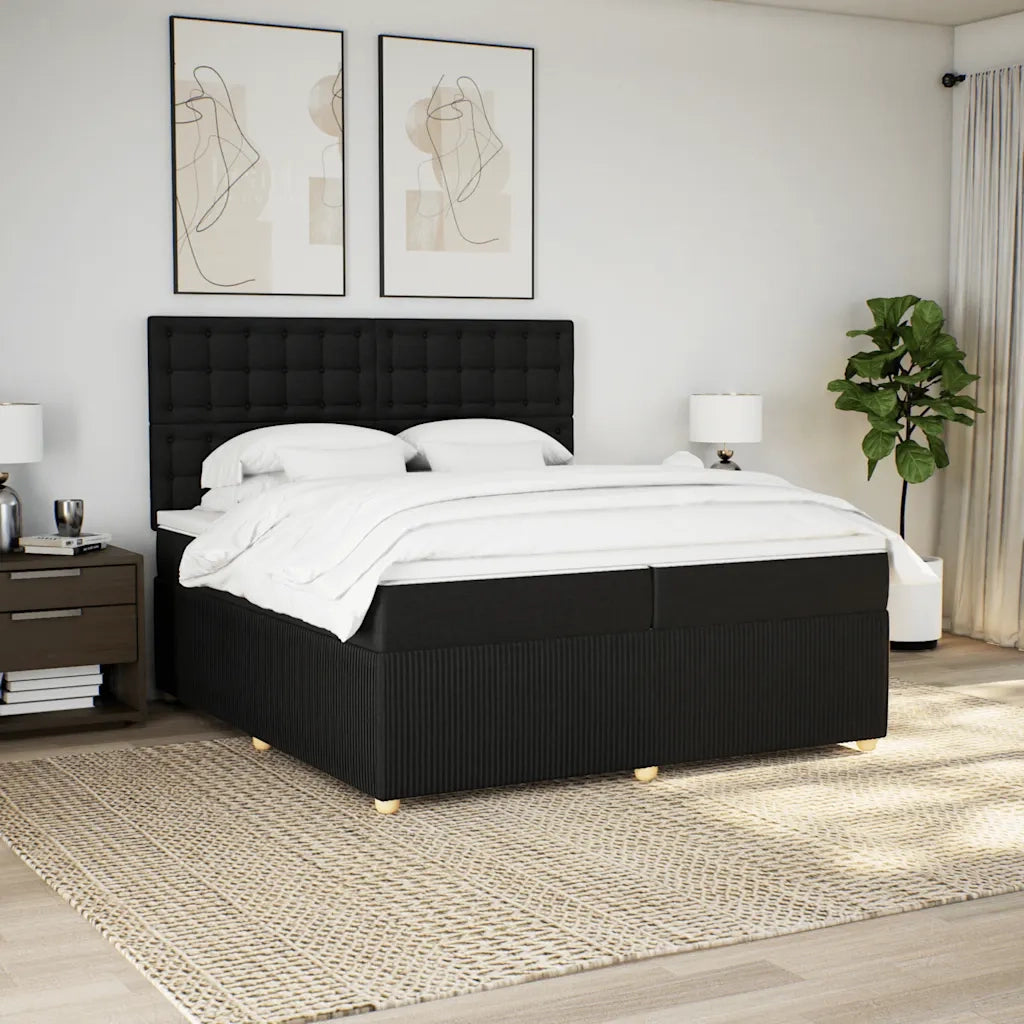 Giroletto a Molle con Materasso Nero 200x200 cm in Tessuto