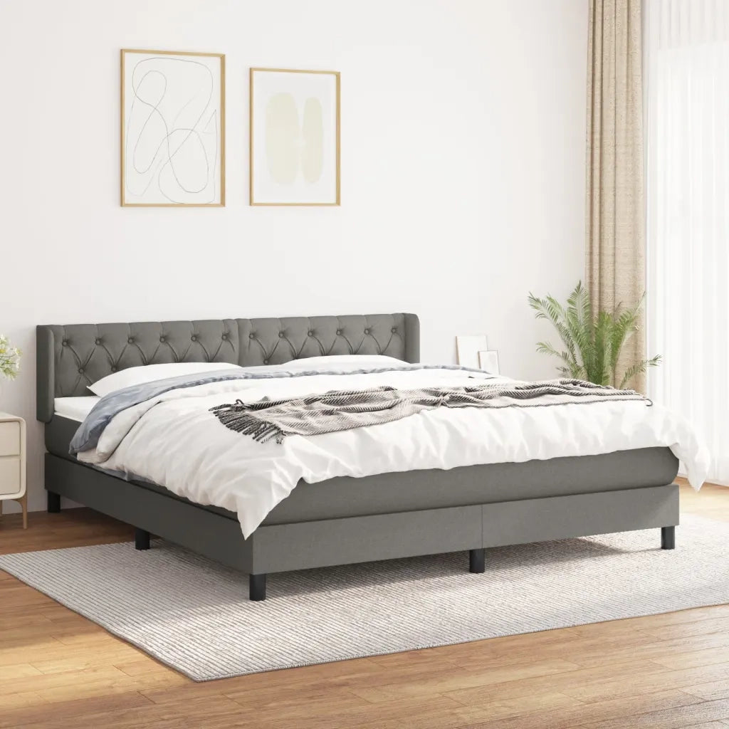 Giroletto a Molle con Materasso Grigio Scuro 160x200 cm Tessuto 3129962