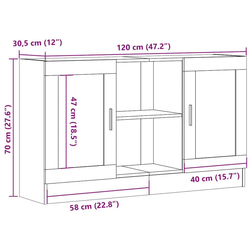 Credenza Legno Antico 120x30,5x70 cm in Truciolato
